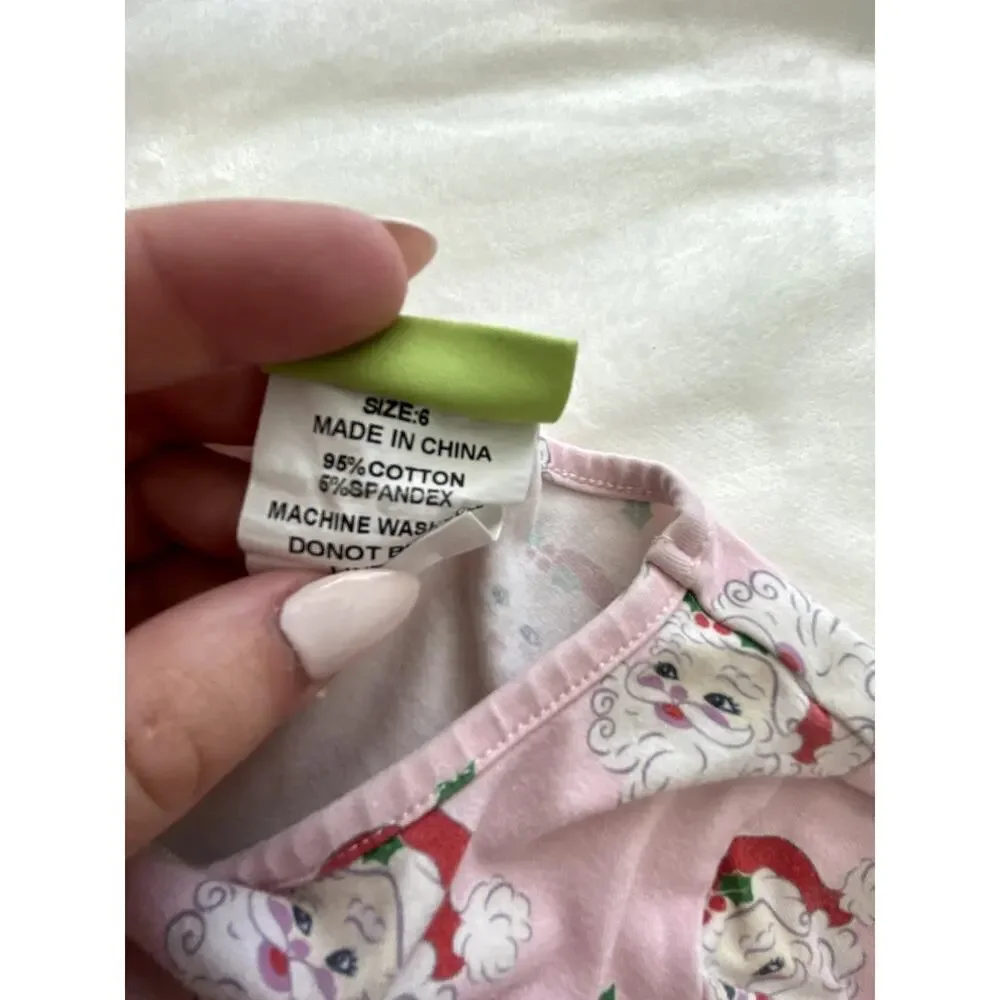 Girls Pink Santa Ruffle Dress Size 6